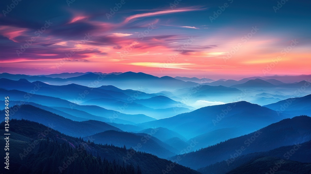 Obraz premium Majestic mountain range sunset panorama