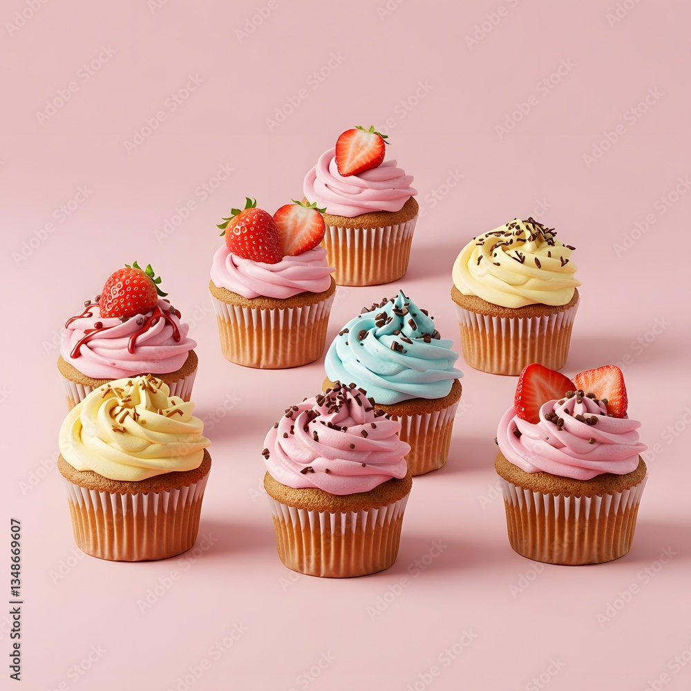 Pink frosted cupcakes with sprinkles, a sweet celebration snack Pink frosted cupcakes with sprinkles, a sweet celebration snack