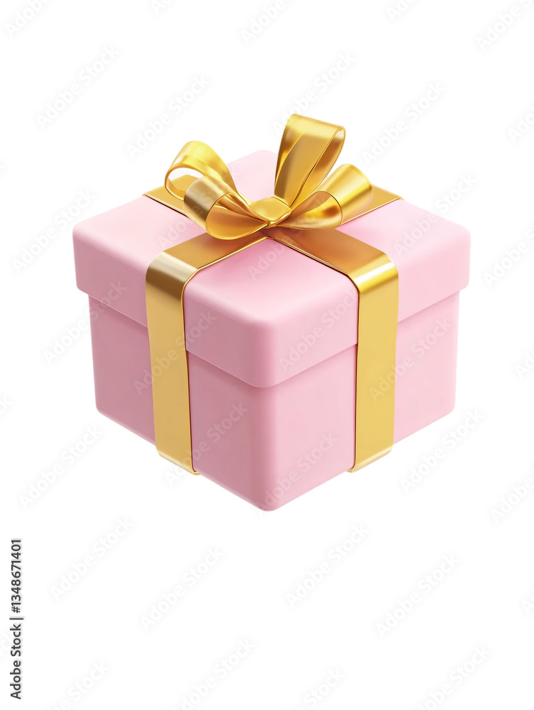 Obraz premium 3D pink gift box on png transparent background