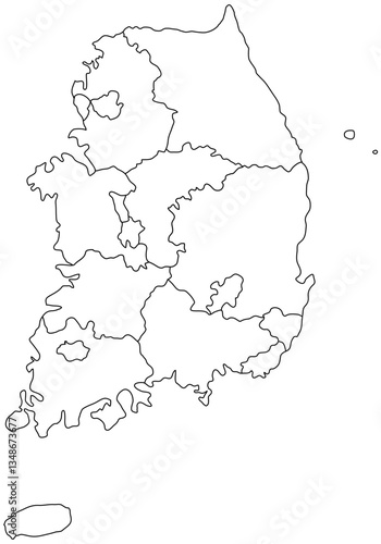 Map of the Korean Peninsula 한국 한반도 지역 지도 일러스트