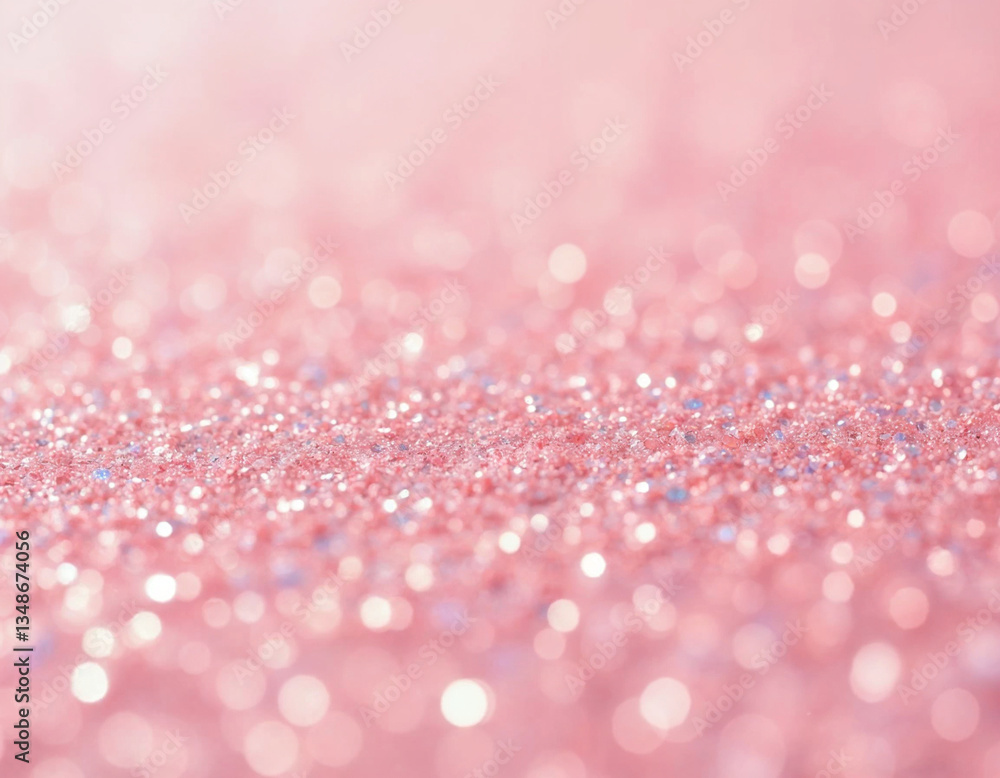 Sparkling pink glitter close up creating magical shimmering festive background Sparkling pink glitter close up creating magical shimmering festive background