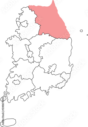 Map of the Korean Peninsula 한국 한반도 지역 지도 일러스트