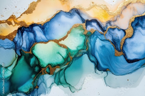 Wallpaper Mural Vibrant Abstract Fluid Art with Watercolor Patterns and Metallic Accents in Dynamic Landscape Torontodigital.ca