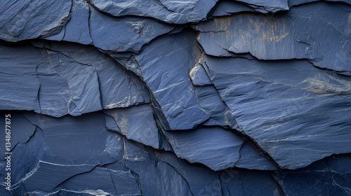 Wallpaper Mural A textured background of dark blue slate rock with deep cracks and uneven layers, highlighting the raw beauty of geological formations Torontodigital.ca