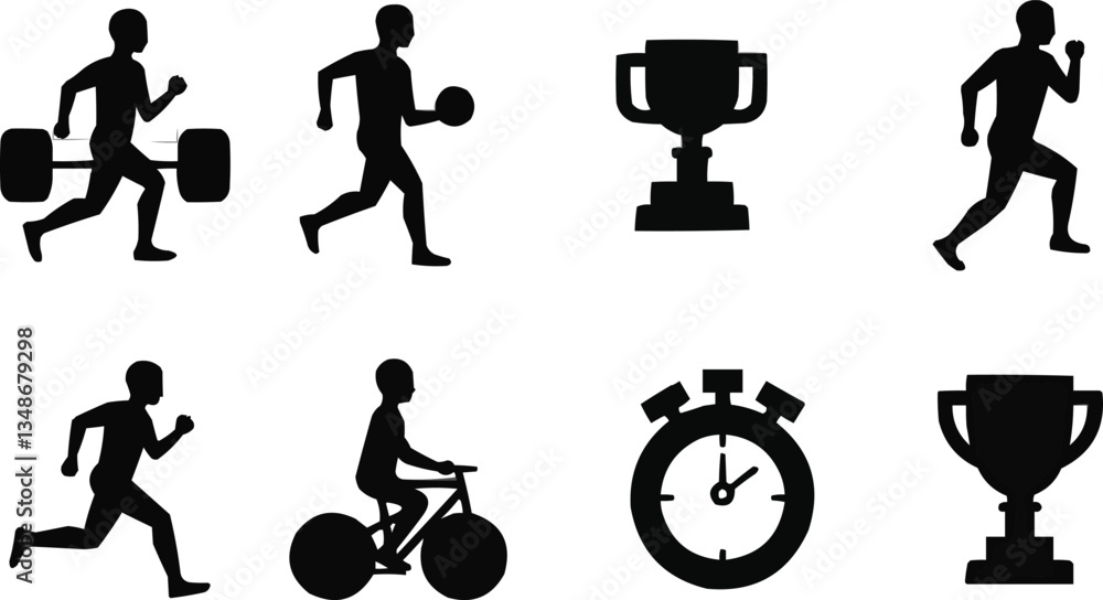 Naklejka premium sport and fitness silhouettes