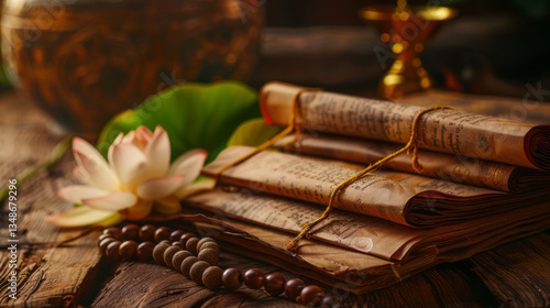  Ancient Buddhist Scriptures on Palm Leaves