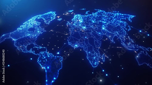 Wallpaper Mural Glowing futuristic world map in dark background  Torontodigital.ca