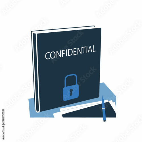 Confidential business book with lock icon
