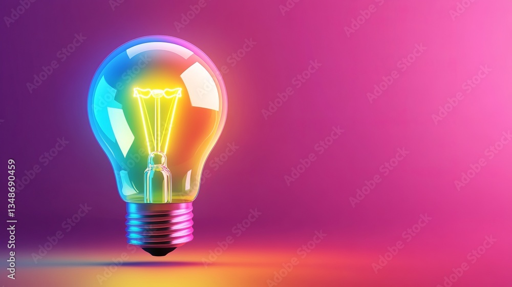Glowing Light Bulb on Pink, Idea , Innovation Glowing Light Bulb on Pink, Idea , Innovation