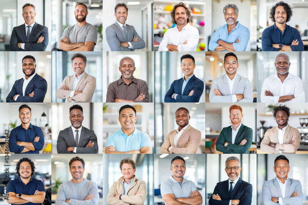 Group portrait of diverse professional men in an office environment Group portrait of diverse professional men in an office environment