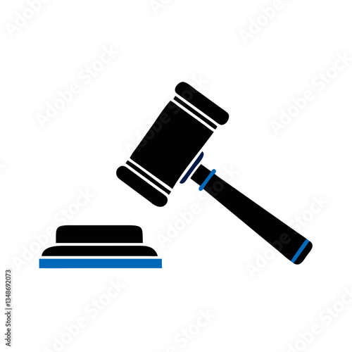 Judge's gavel striking base representing decision