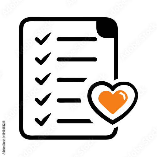 Completed checklist with heart and checkmarks