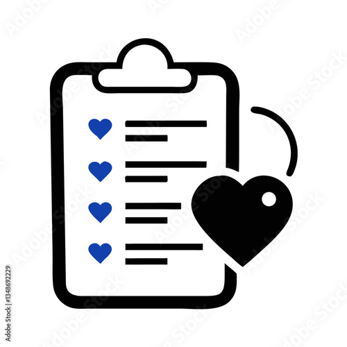 Wishlist checklist with heart icons