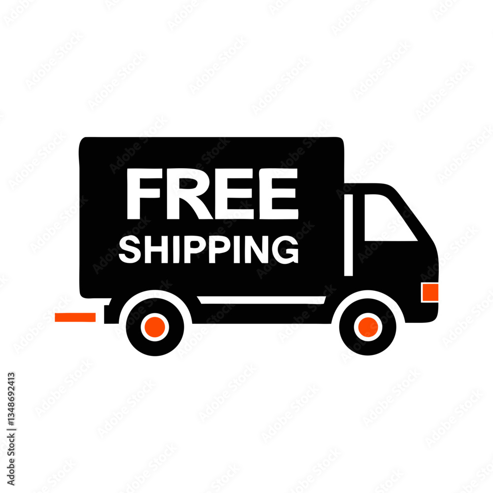 Free shipping truck with black and red design