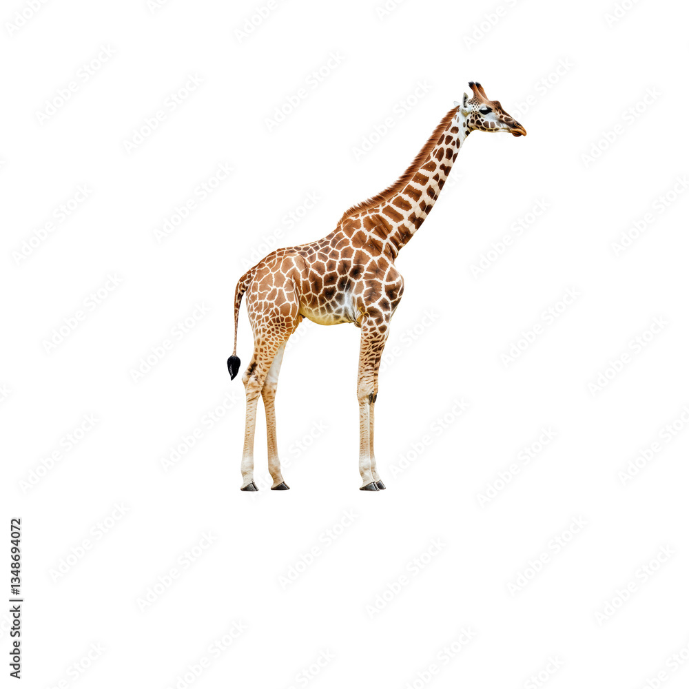 Naklejka premium Majestic Giraffe Standing Gracefully in Natural Habitat, Wildlife