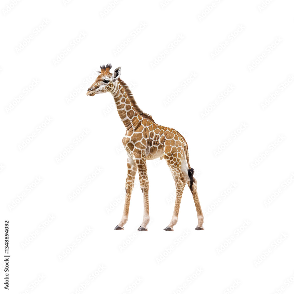 Obraz premium Young Giraffe Standing Gracefully in Natural Habitat Environment