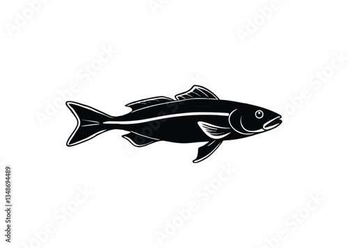 Silhouette of cod isolated on a white background