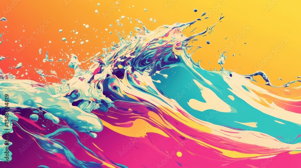 Colorful Splashing Wave in Abstract Design Colorful Splashing Wave in Abstract Design