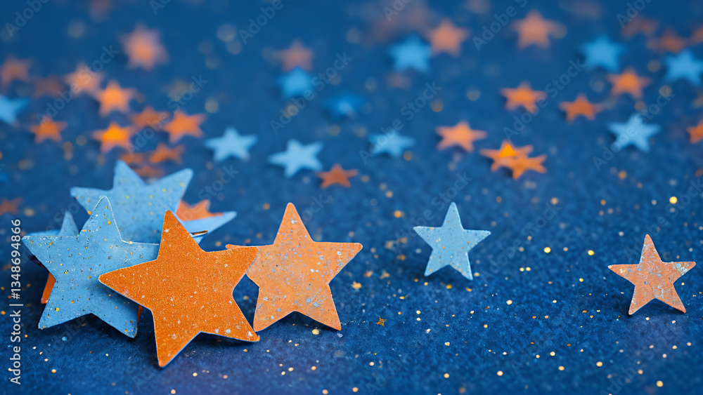 blue and orange stars on a blue background blue and orange stars on a blue background