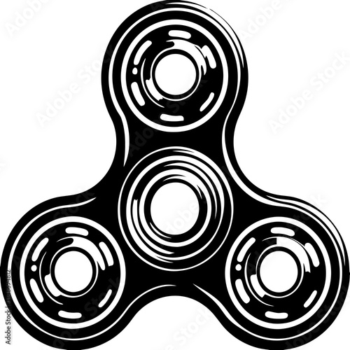 fidget spinner black silhouette vector, Simple silhouette Design vector icon with white background.