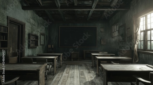 Abandoned classroom interior