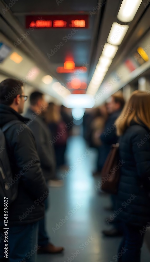 Generative AI Journey Commute Abstract Crowded Subway Car Passengers Generative AI Journey Commute Abstract Crowded Subway Car Passengers