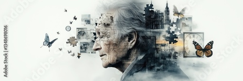Elderly woman suffering from alzheimer's disease and dementia