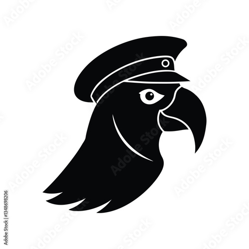 parrot head wearing captains hat silhouette art