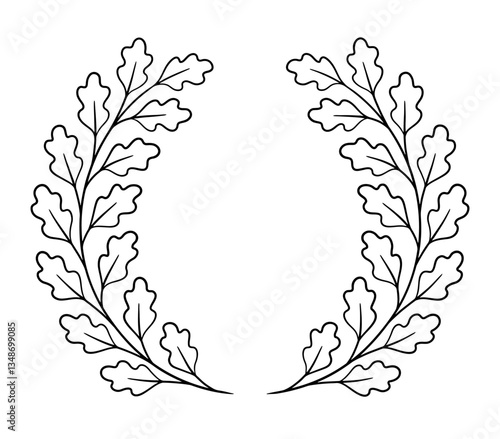 Hand-drawn oak wreath frame