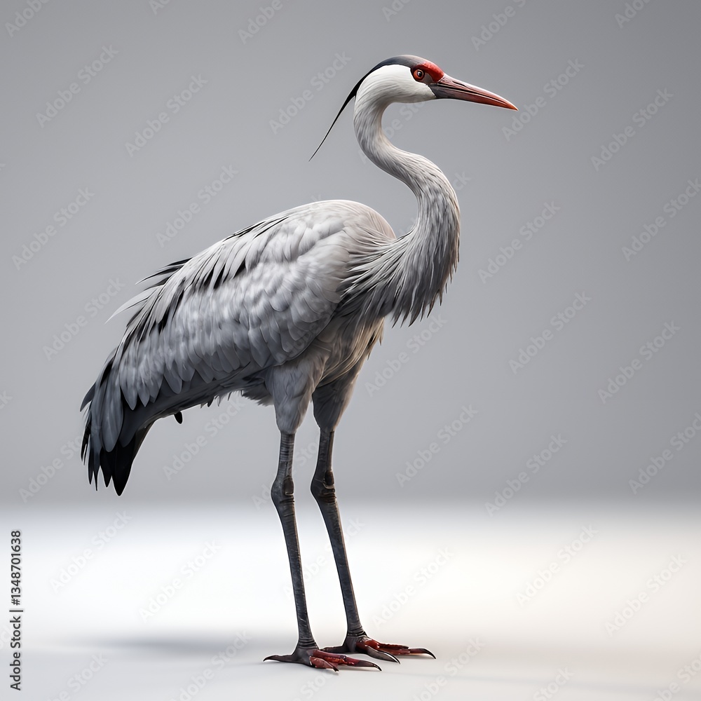 Obraz premium Elegant Grey Crane in Studio Setting