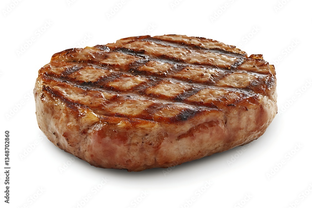 Juicy Grilled Steak on White Background Juicy Grilled Steak on White Background