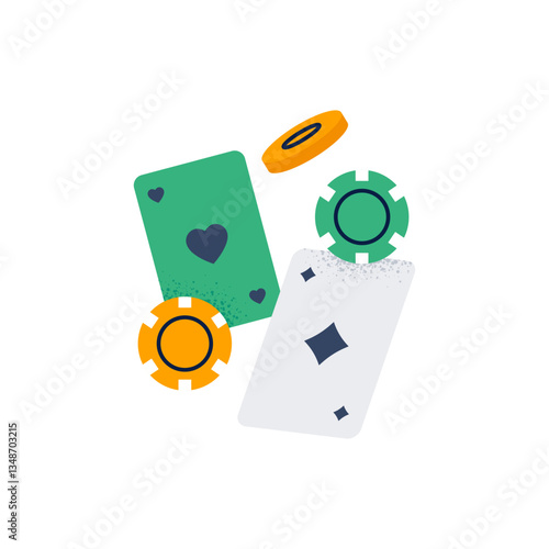 A casino and poker game. Unhealthy habits and addictions concept. Vector illustration on a white background.