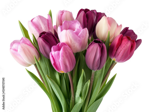 Wallpaper Mural Beautiful bouquet of colorful tulips brightening a room on a transparent background, cut out Torontodigital.ca