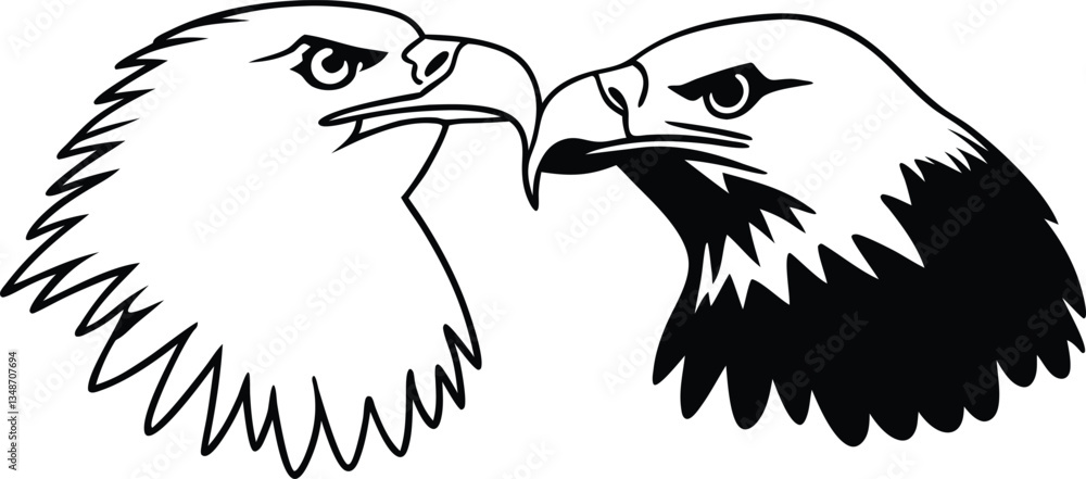 Obraz premium Illustration of Three Eagle Heads Representing Strength and Unity Symbolically