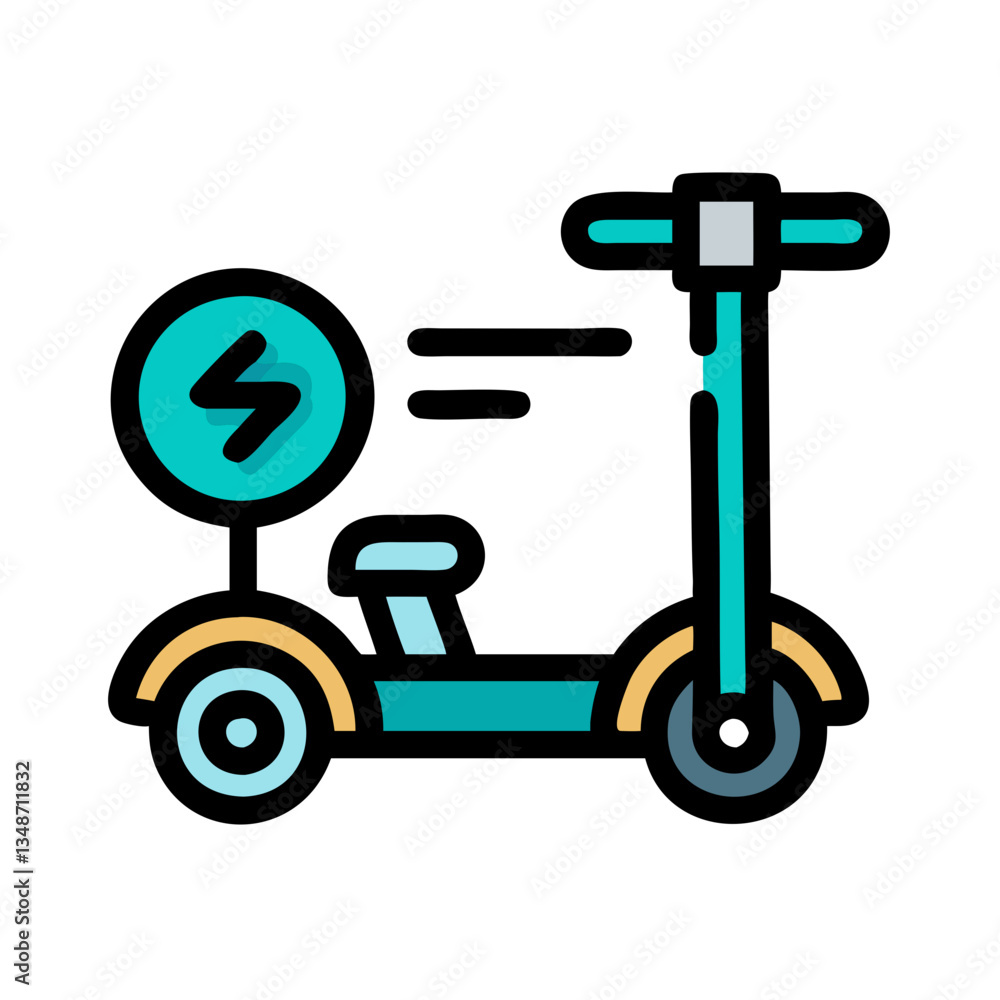 Electric Scooters Icon in motion on a white background Electric Scooters Icon in motion on a white background