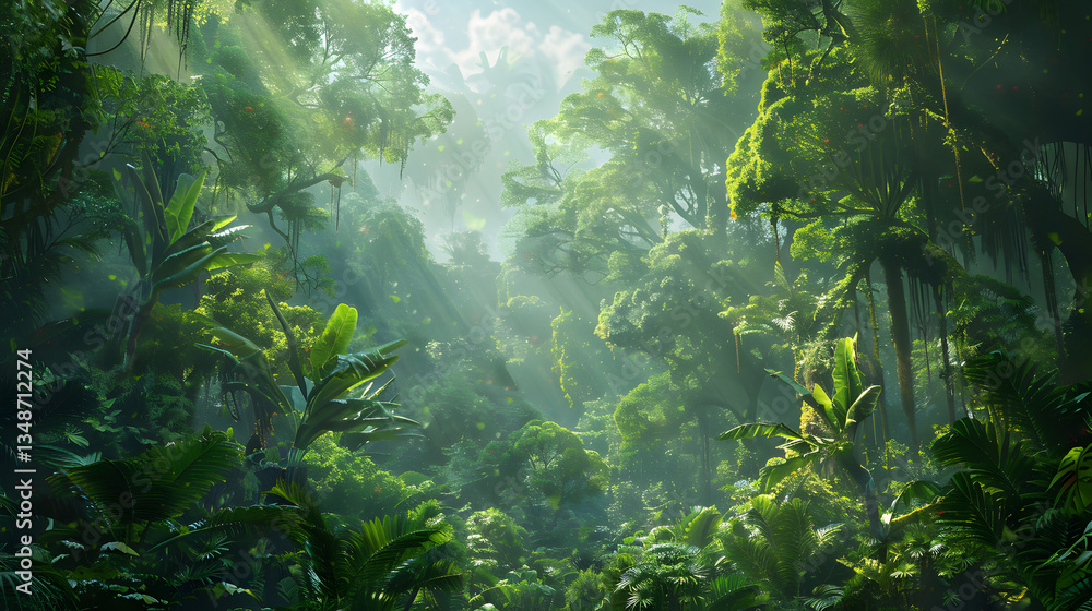 beautiful view of forest with sun rays beautiful view of forest with sun rays