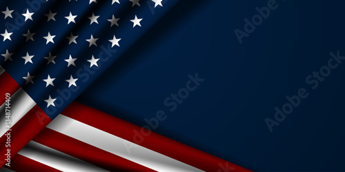 American Flag with Text Area. Perfect for Military Appreciation Month, Veterans Day, and Memorial Day. Ideal for posters, banners, social media, and more. Set against a dark blue background.
