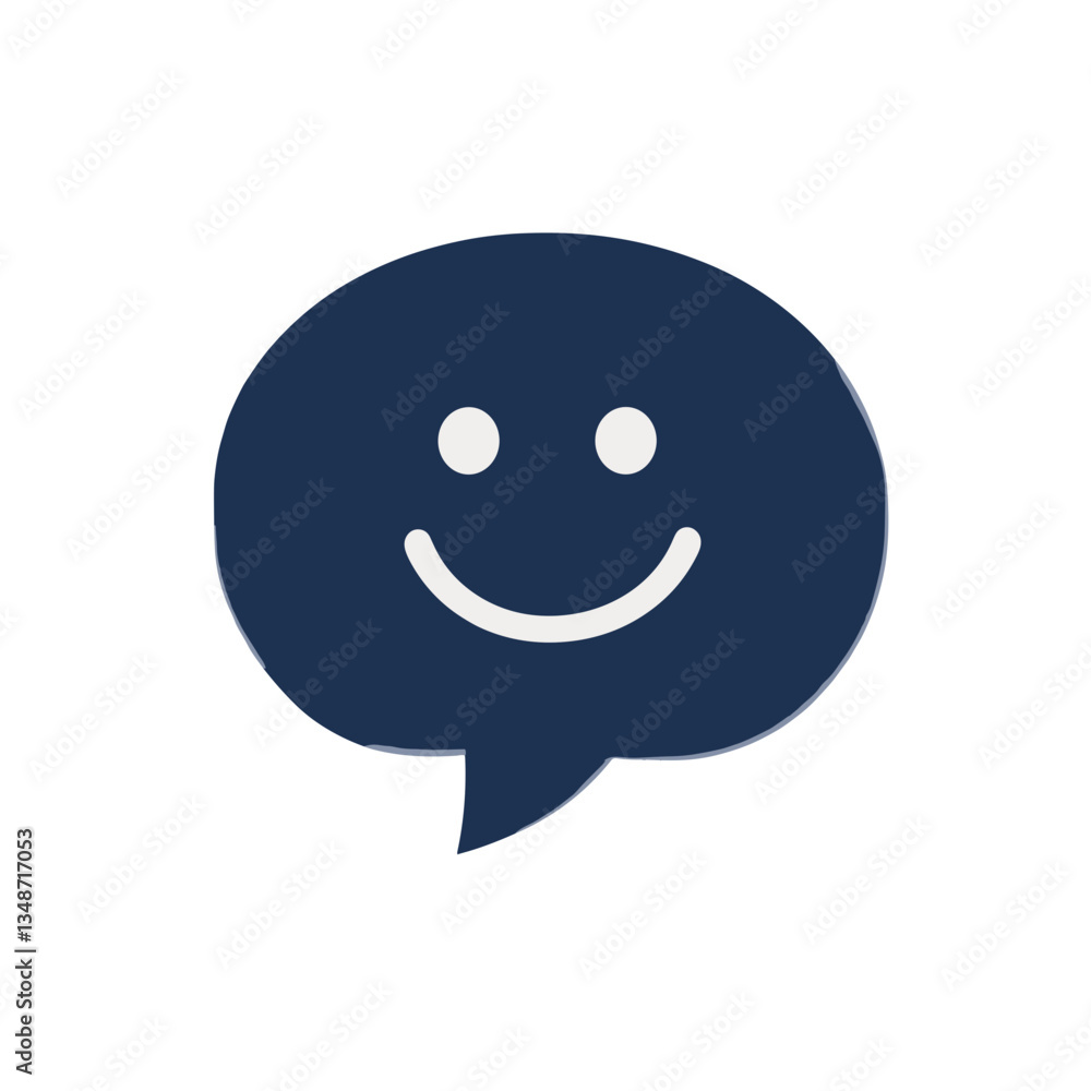 Stylized happy face emoji within a speech bubble design Stylized happy face emoji within a speech bubble design
