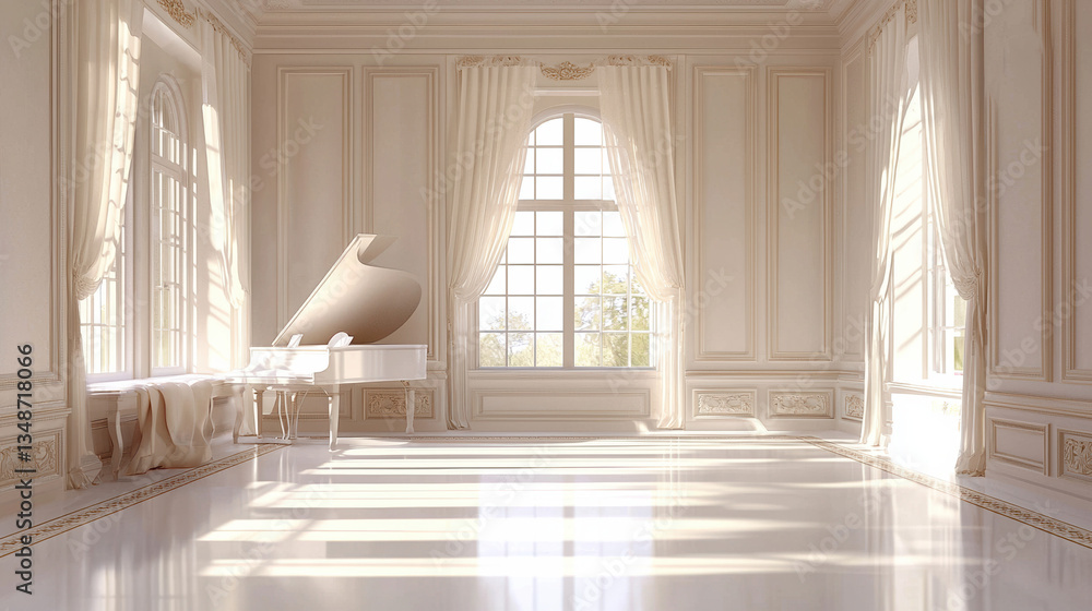Obraz premium A room is white, minimalist, warm tones 