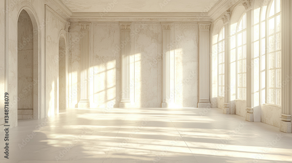 Fototapeta premium A room is white, minimalist, warm tones