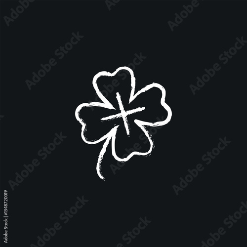 Clover. Luck chalk icon. Vector isolated black illustration.