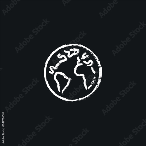 Planet Earth chalk icon. Vector isolated black illustration.