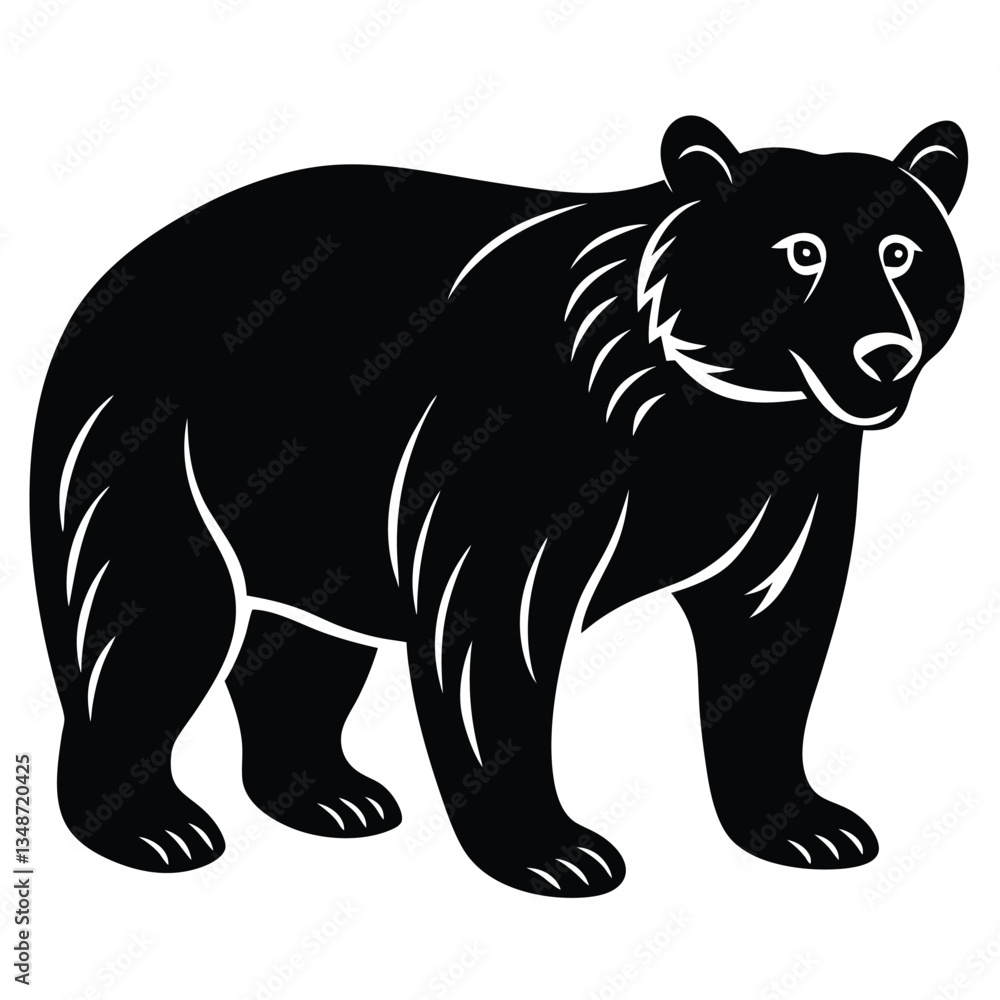 Silhouette of a Bear with two cubs following, bear silhouette illustration, Polar bear silhouette collection with cub, Bear family black silhouette animals. Vector Illustrator. Silhouette of a Bear with two cubs following, bear silhouette illustration, Polar bear silhouette collection with cub, Bear family black silhouette animals. Vector Illustrator.