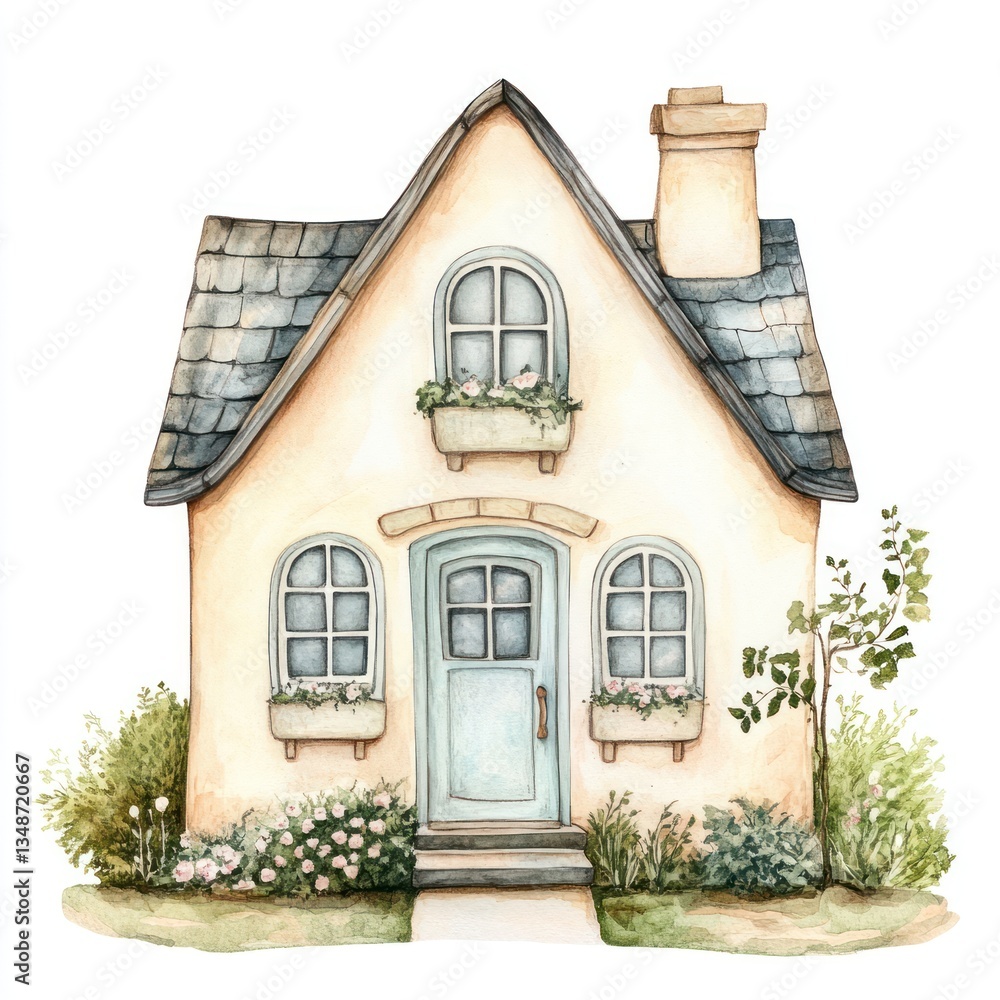 Fototapeta premium Cottage cottage architecture illustration.