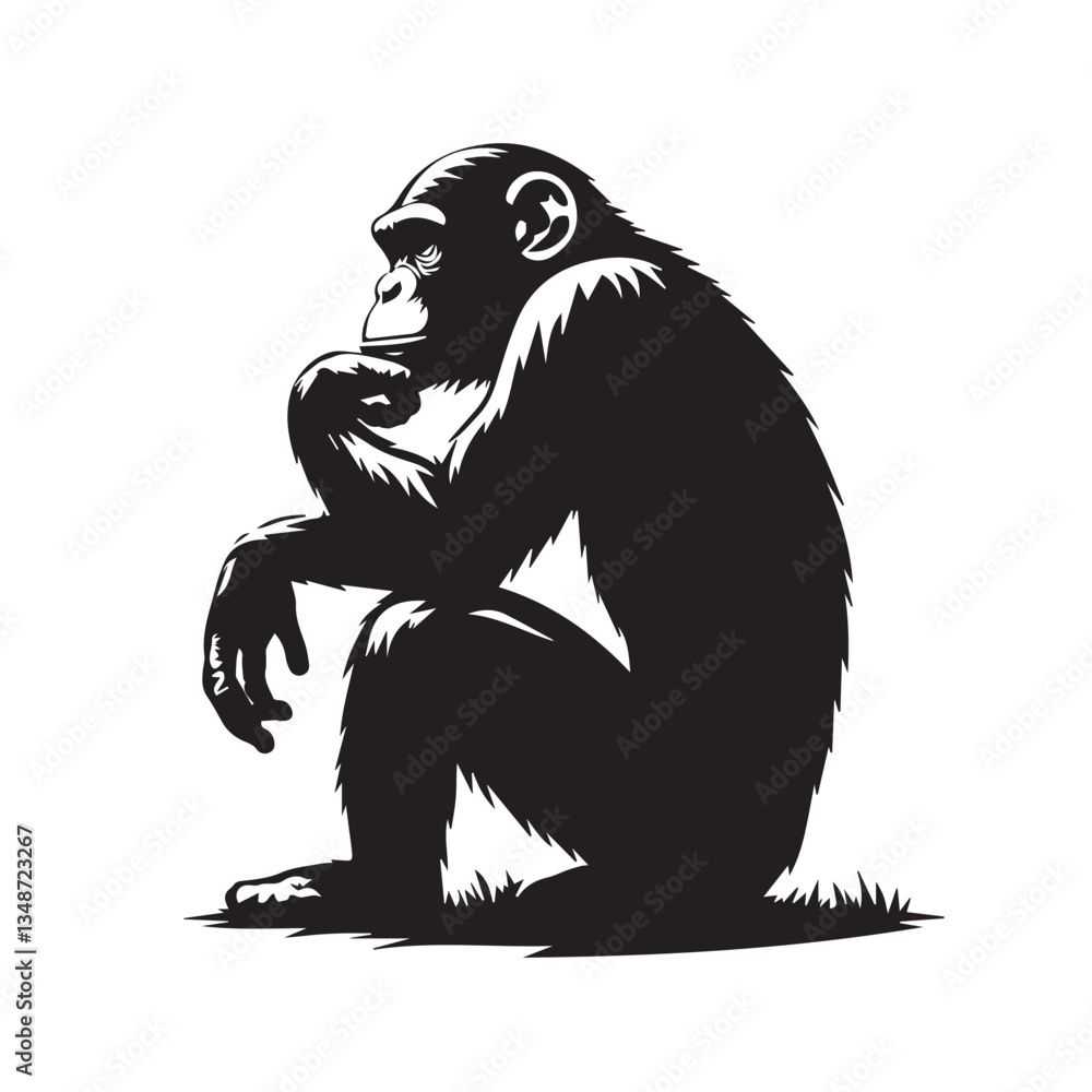 a chimpanzee reaching out silhouette vector design art and illustration, silhouette of chimpanse vector illustration. Chimpanzee silhouette, Vector illustration, Animal silhouette, Chimpanzee vectors. a chimpanzee reaching out silhouette vector design art and illustration, silhouette of chimpanse vector illustration. Chimpanzee silhouette, Vector illustration, Animal silhouette, Chimpanzee vectors.