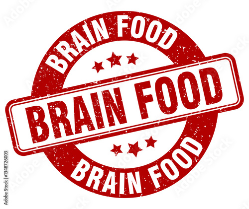 brain food stamp. brain food label. round grunge sign