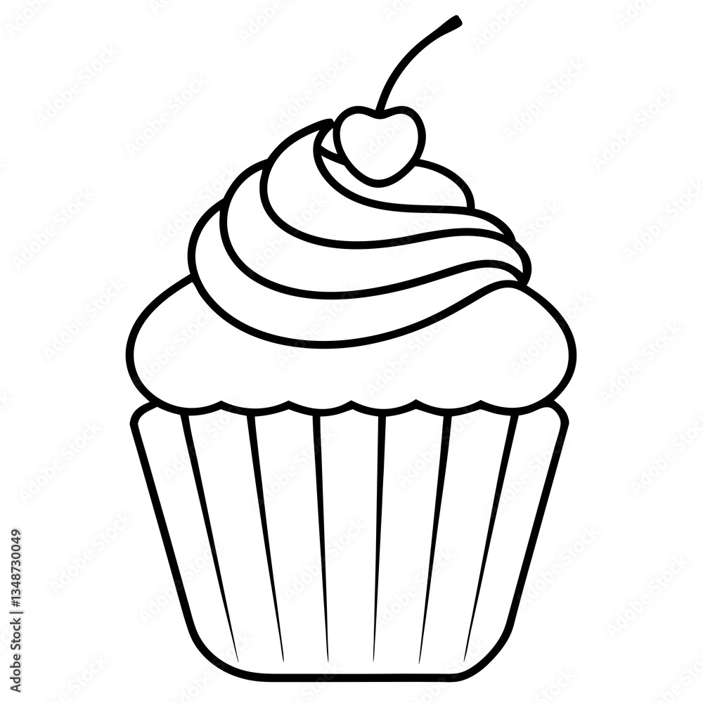 Creative Cupcake Line Art Design for Vectors Creative Cupcake Line Art Design for Vectors