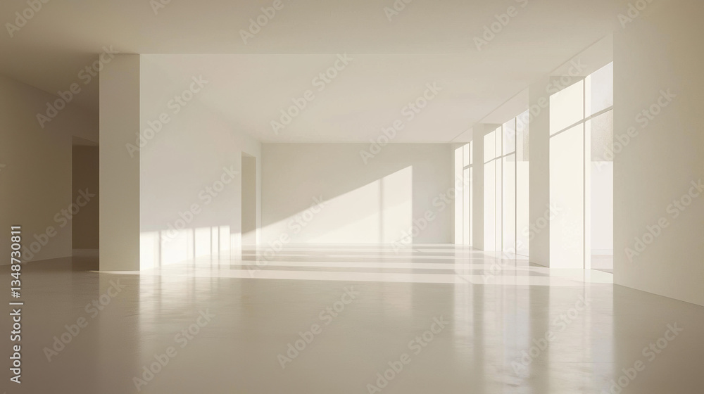 Fototapeta premium A room is white, minimalist, warm tones 