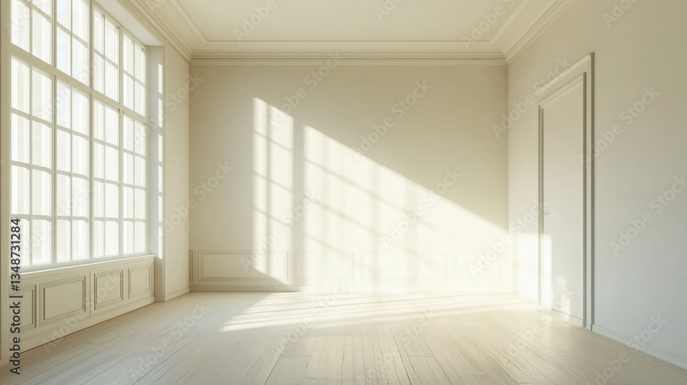 A room is white, minimalist, warm tones A room is white, minimalist, warm tones