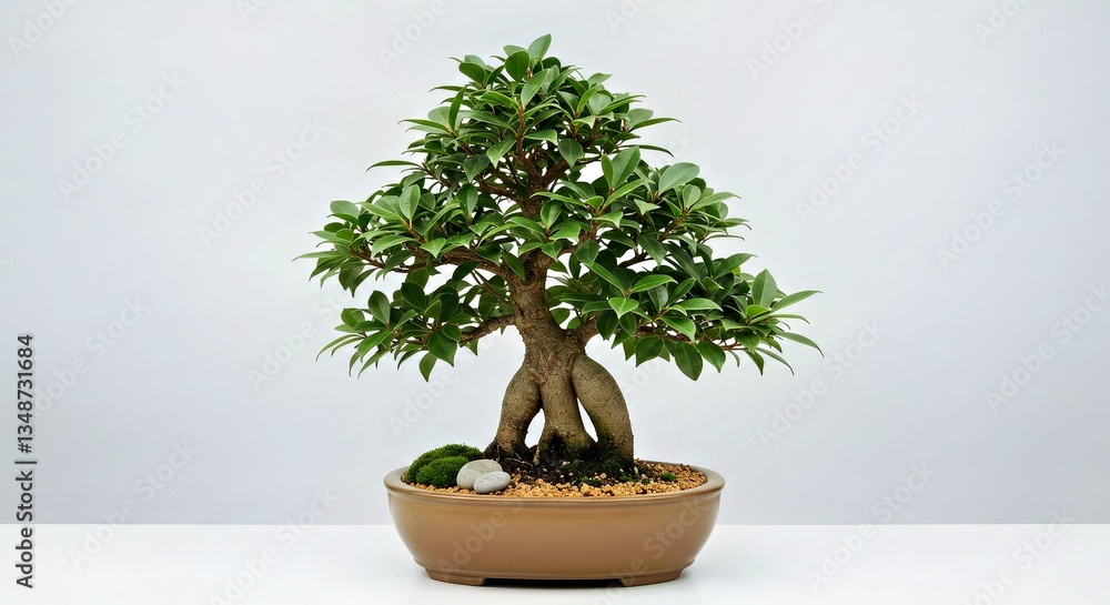 A Ficus Ginseng Bonsai Presented as a Готовый Gift or Home Décor Item, Displayed in a Stylish Ceramic Bowl- A Ficus Ginseng Bonsai Presented as a Готовый Gift or Home Décor Item, Displayed in a Stylish Ceramic Bowl-